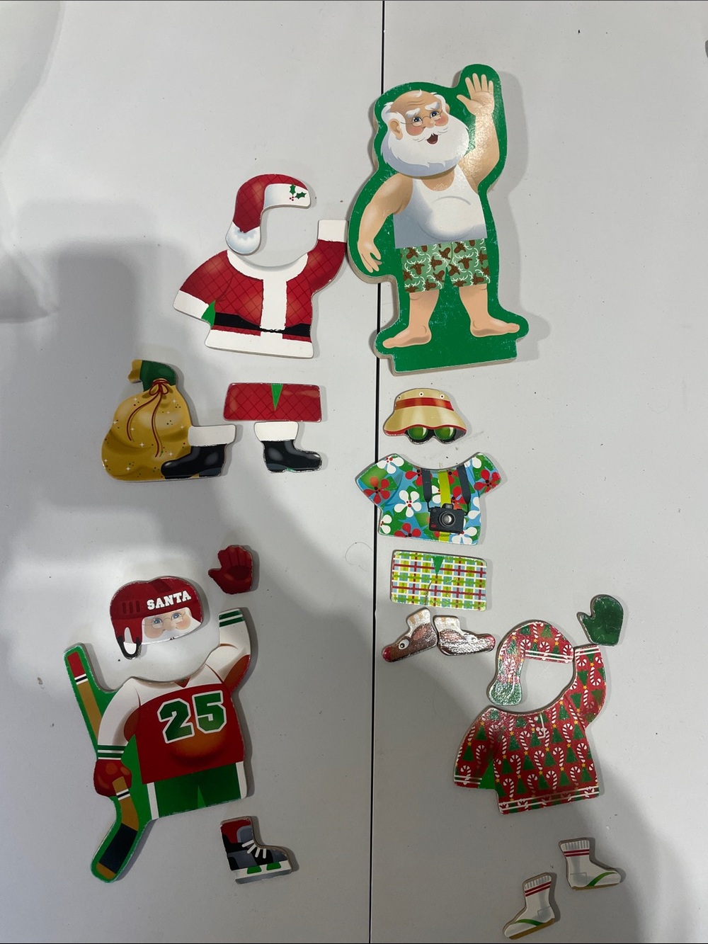 Melissa and Doug Wooden Magnetic Santa Dress-Up Set - Festive